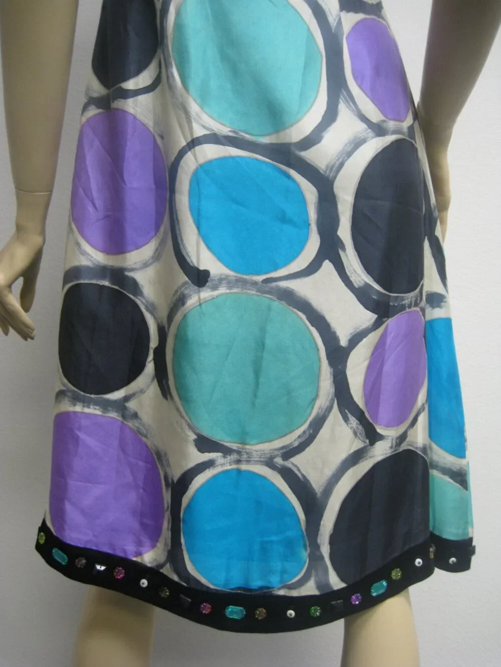 Sue Wong Y2K 100% SILK Beaded Evening Cocktail 28 Dress Circle Purple Teal Short - Picture 3 of 16